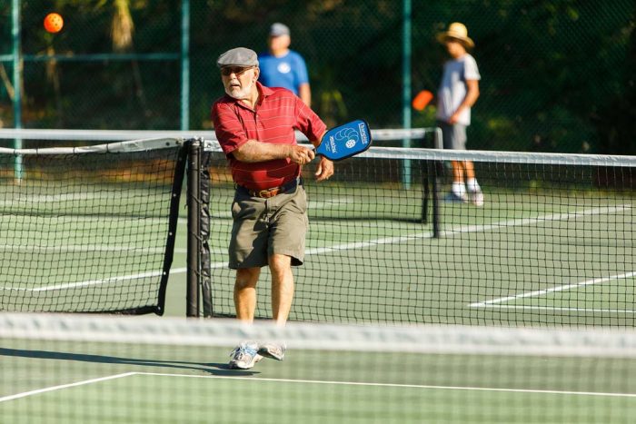 Returning a ball,