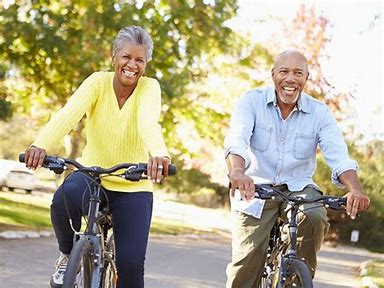 senior riding a bike